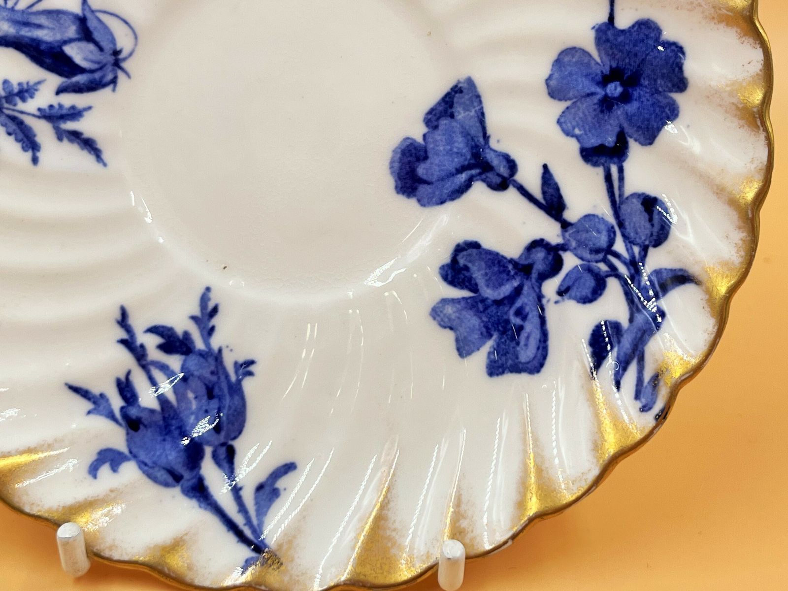 Antique Bishop & Stonier Porcelain Flow Blue And Gold Fluted Demitasse / Chocolate Cup And Saucer Duo. 7611h. C1880. photo buy