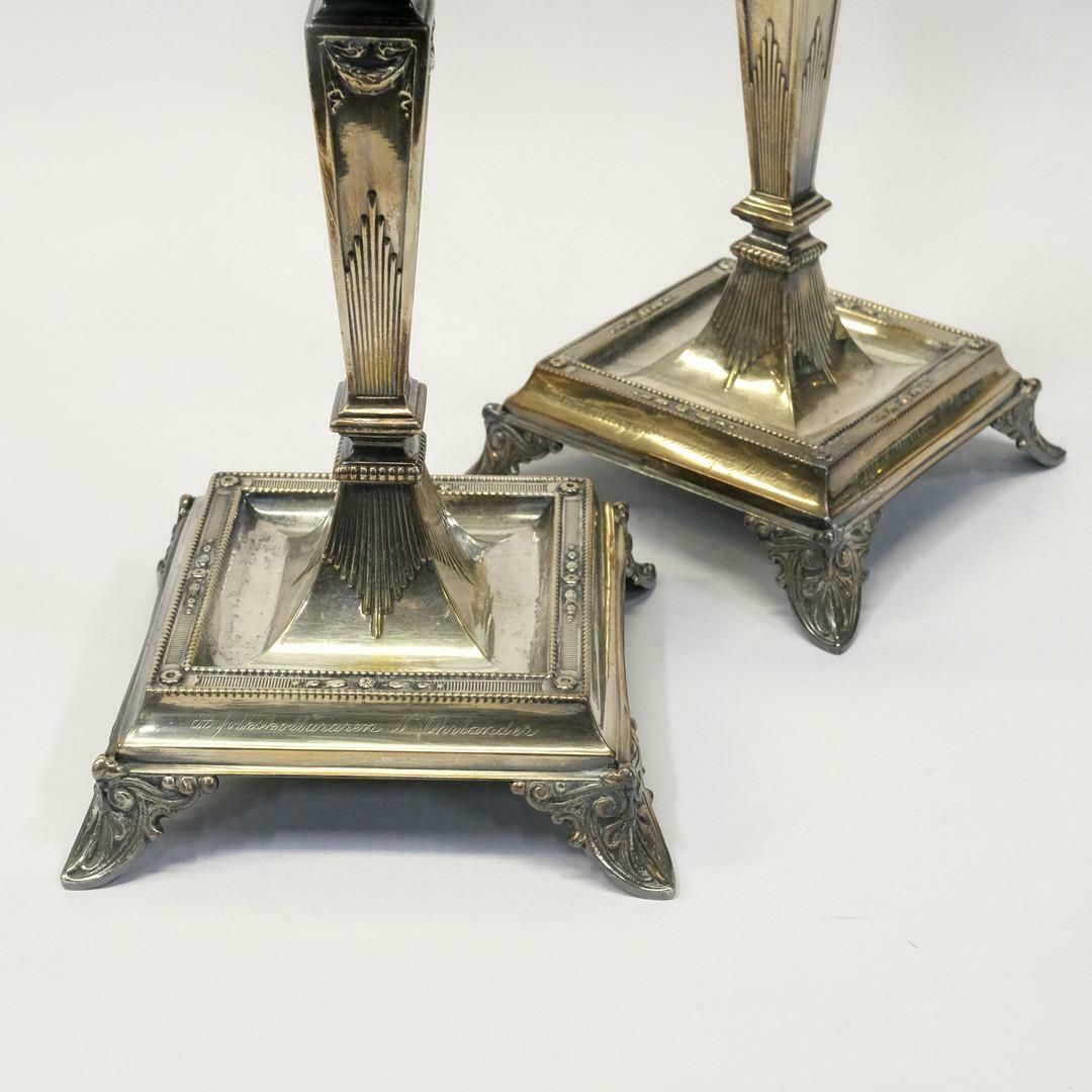 Antique Silver Cup & A Pair Of Candlesticks European Rococo Decorative Cup Bowl photo vinterior
