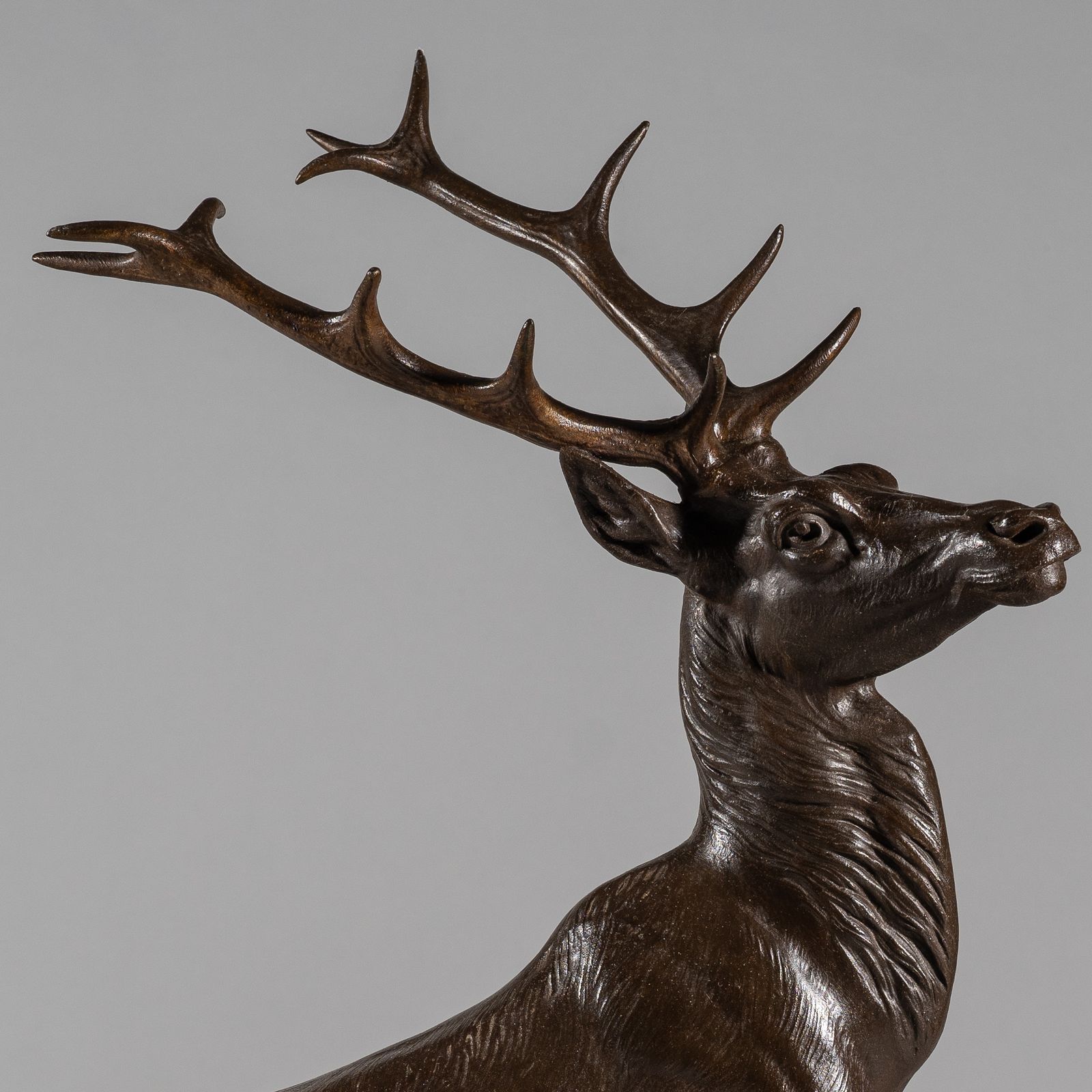 Large French Art Deco Sculpture Of A Stag Set On A Marble And Onyx Base photo for sale