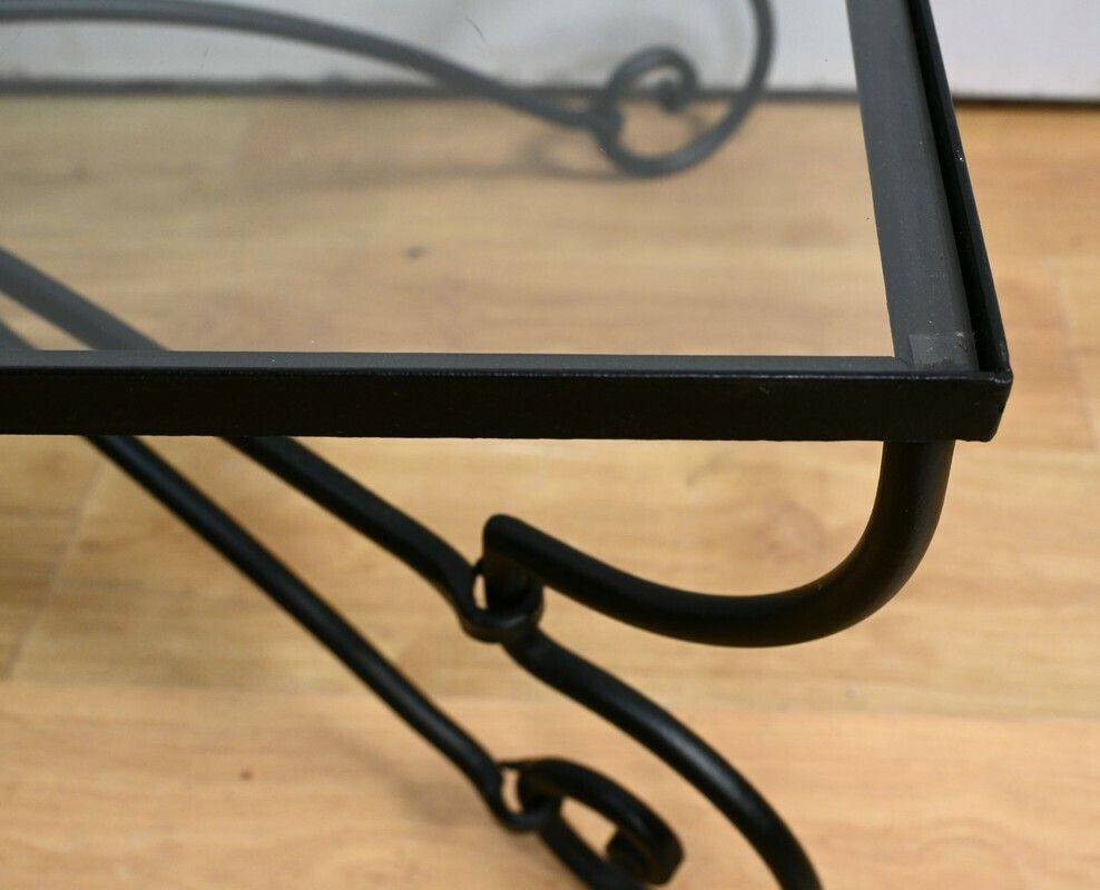 Art Nouveau Style Wrought Iron Coffee Table – 1940 photo vinterior