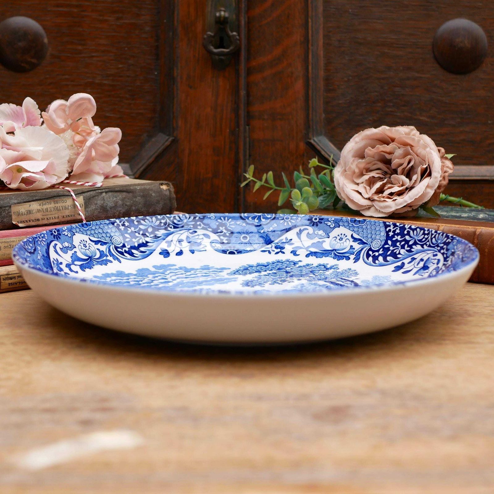 Spode Italian Design Pasta/Dessert/Salad/Soup Bowls With Matching Large Serving Bowl Blue And White English Earthenware Crockery photo buy