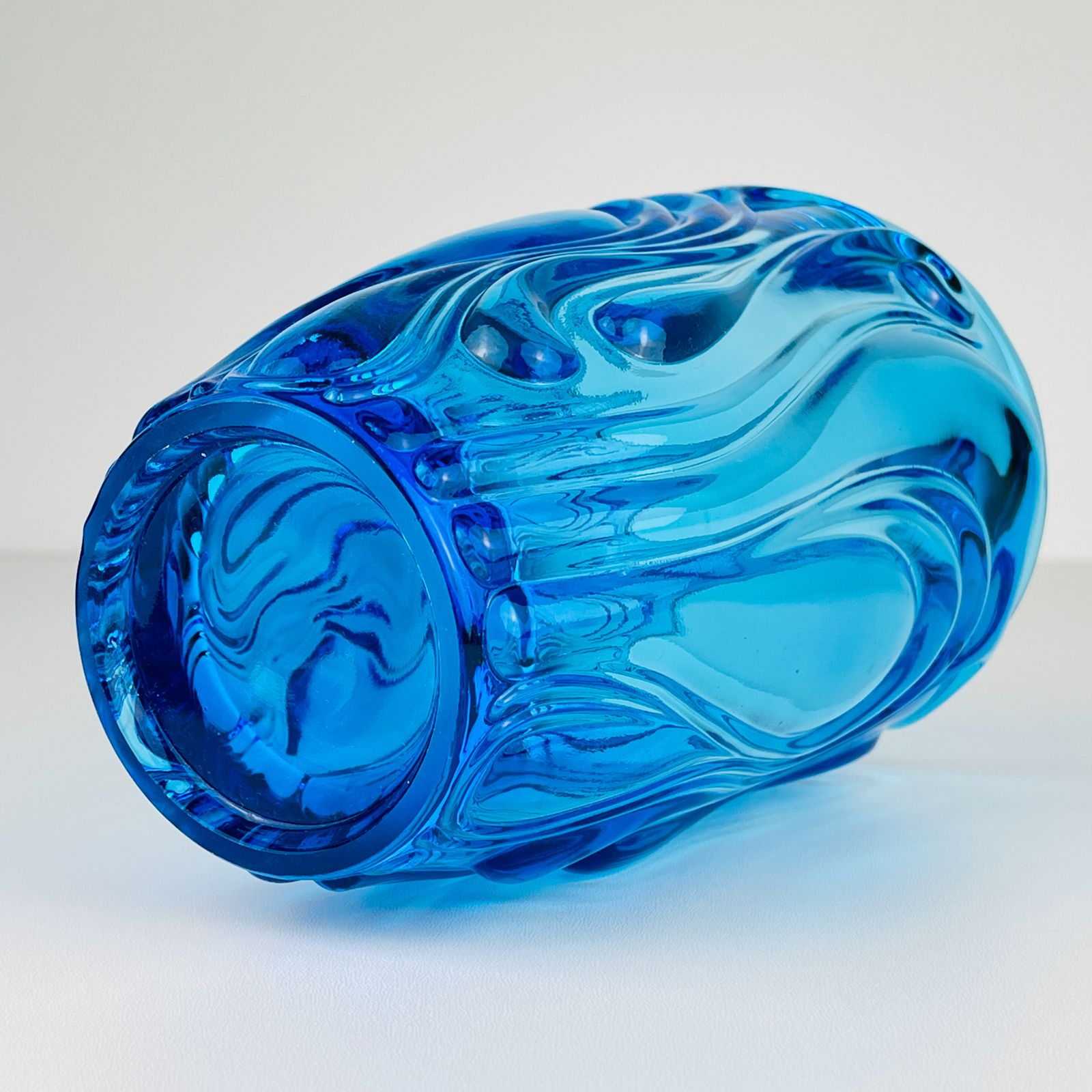 Vintage Blue Art Glass Vase, Italy 1970s photo buy