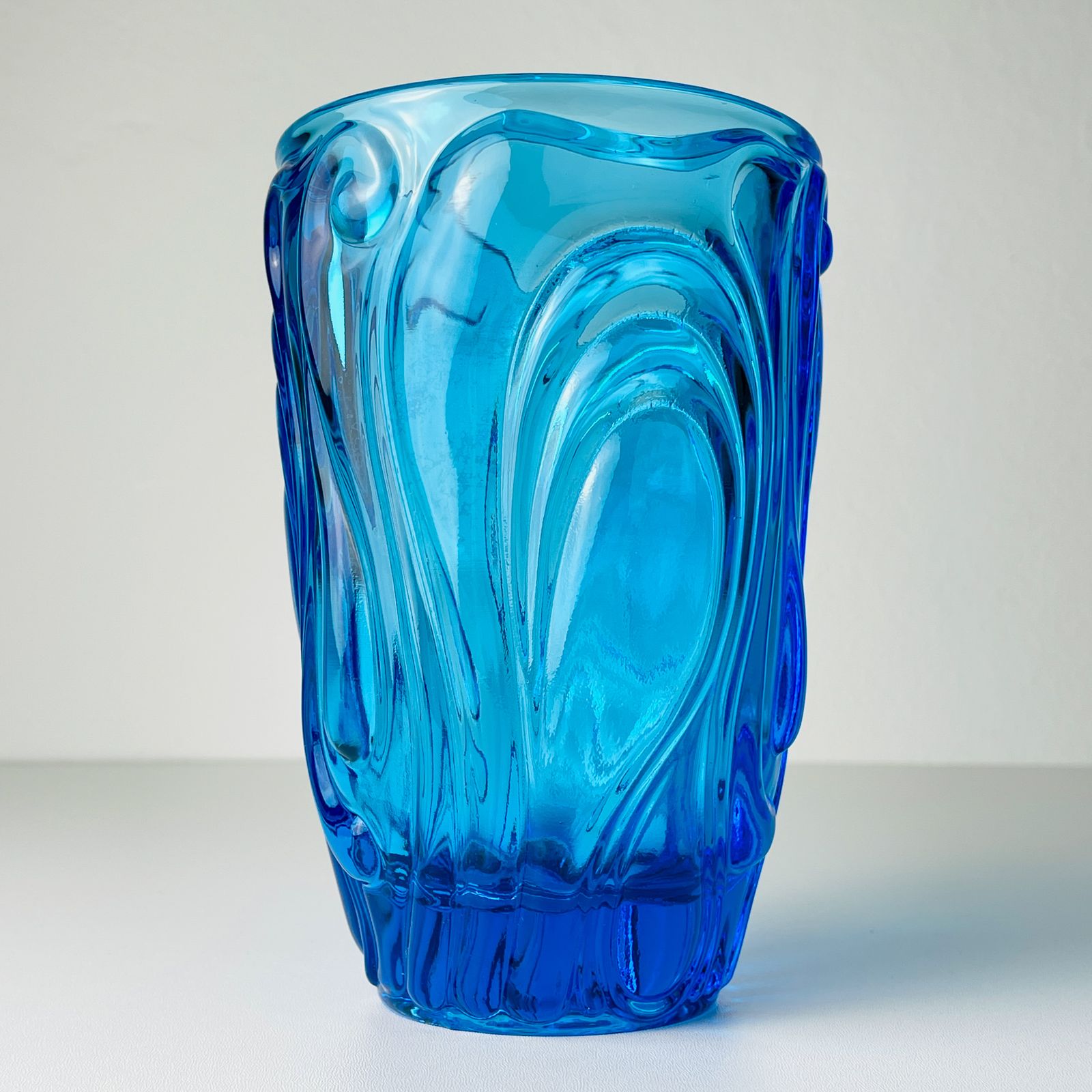 Vintage Blue Art Glass Vase, Italy 1970s photo vintage