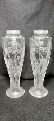 Art Nouveau Cut Glass Vases, Spain, 1930s, Set Of 2 photo for sale