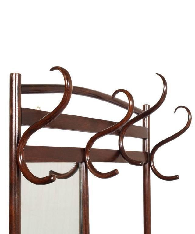 Early 20th Century Art Nouveau Entrance Coat Rack Hanger With Mirror By Thonet photo 5084.0