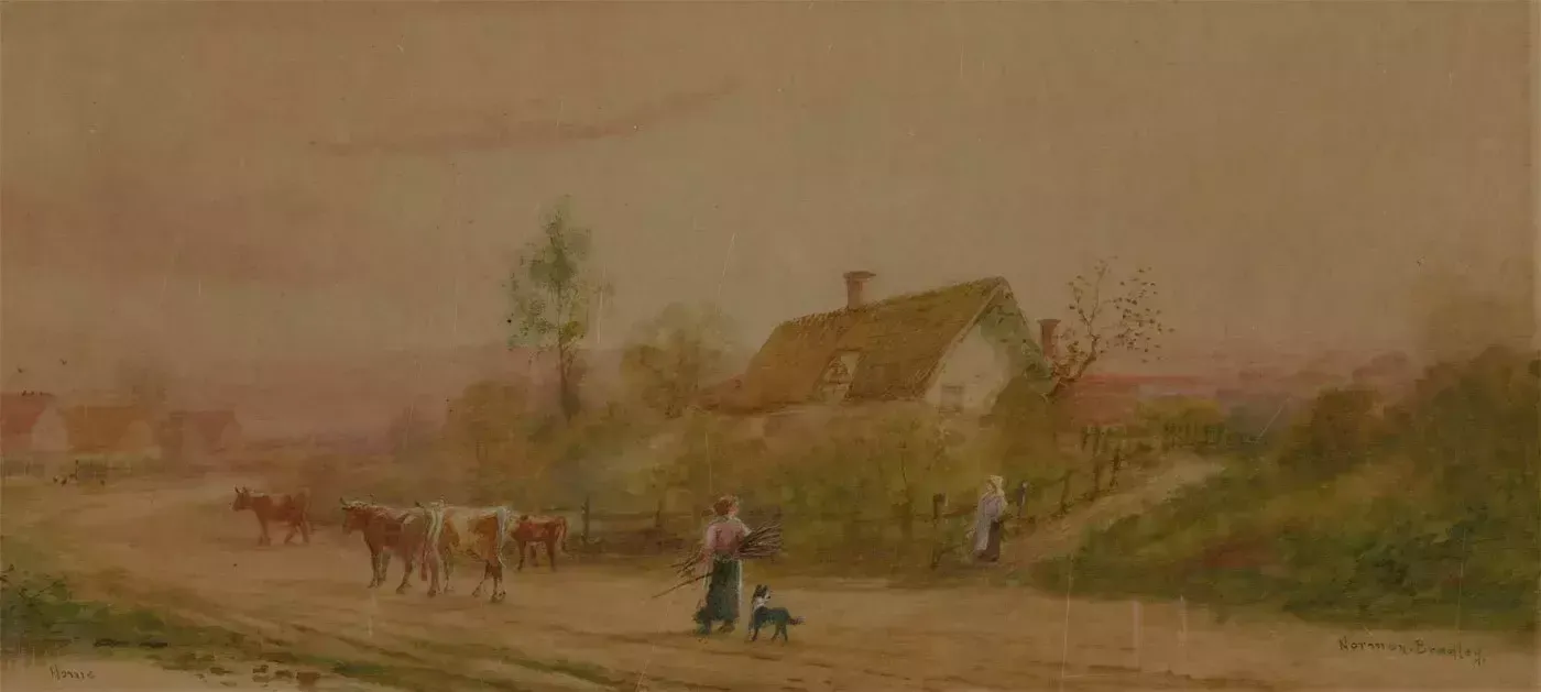 Norman Bradley (Fl.1906 1914)   Early 20th Century Watercolour, Home photo furniture
