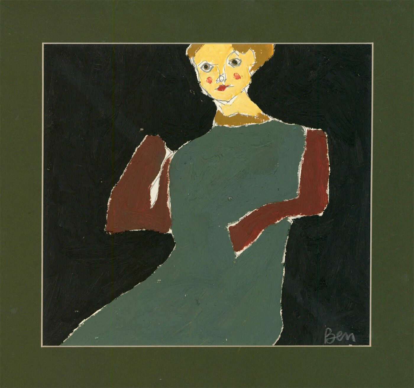 Ben Carrivick   Contemporary Oil, Seated Lady In Green photo furniture