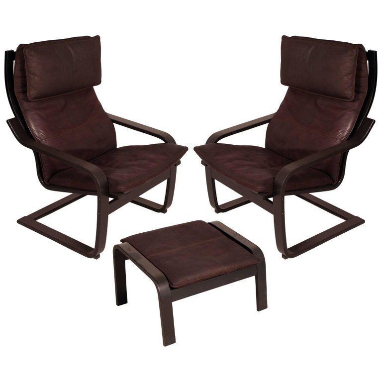 1970s Set Of Leather Cantilever Chairs With Footrest "Poäng By Noboru Nakamura photo vinterior