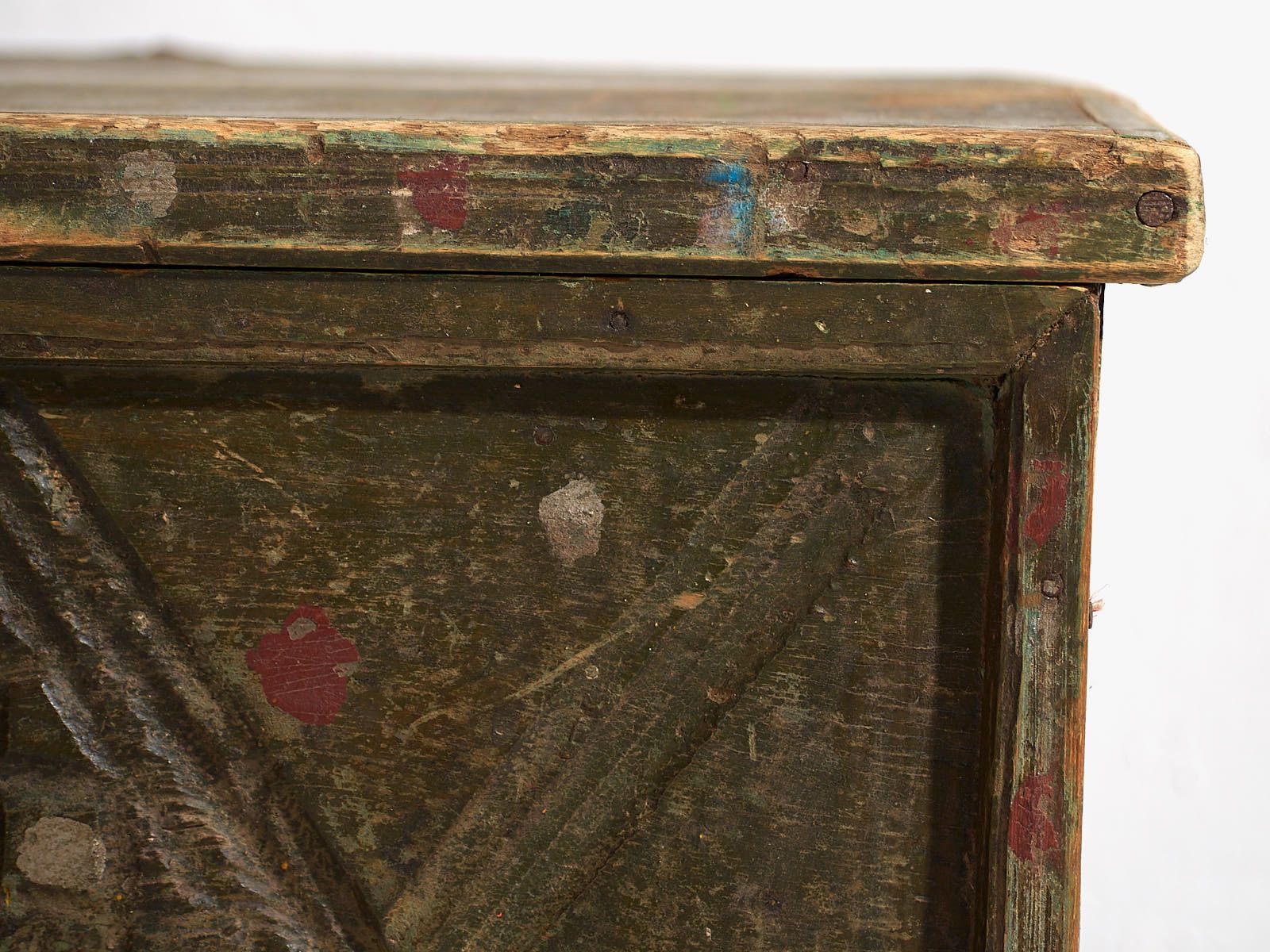 Antique Green Patina Antique Chest (C.1920) #58 photo buy