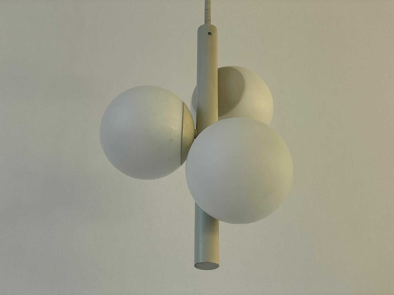 photo furniture Triple Glass Shade And Gray Metal Body Atomic Ceiling Lamp By Kaiser Leuchten, 1970s, Germany