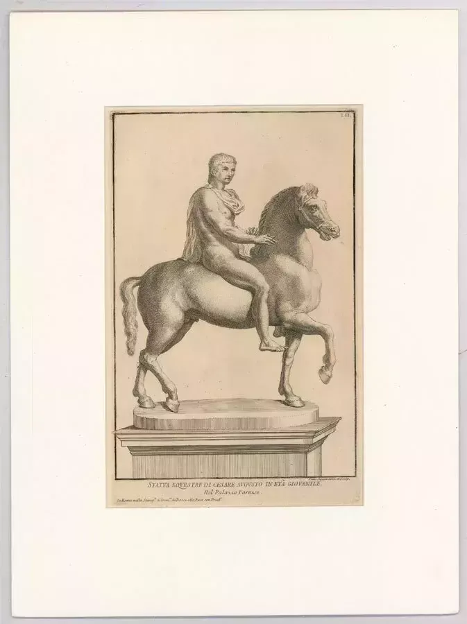 Francesco Aquila (1676 1740)   Engraving, Equestrian Statue Of Caesar Augustus photo furniture