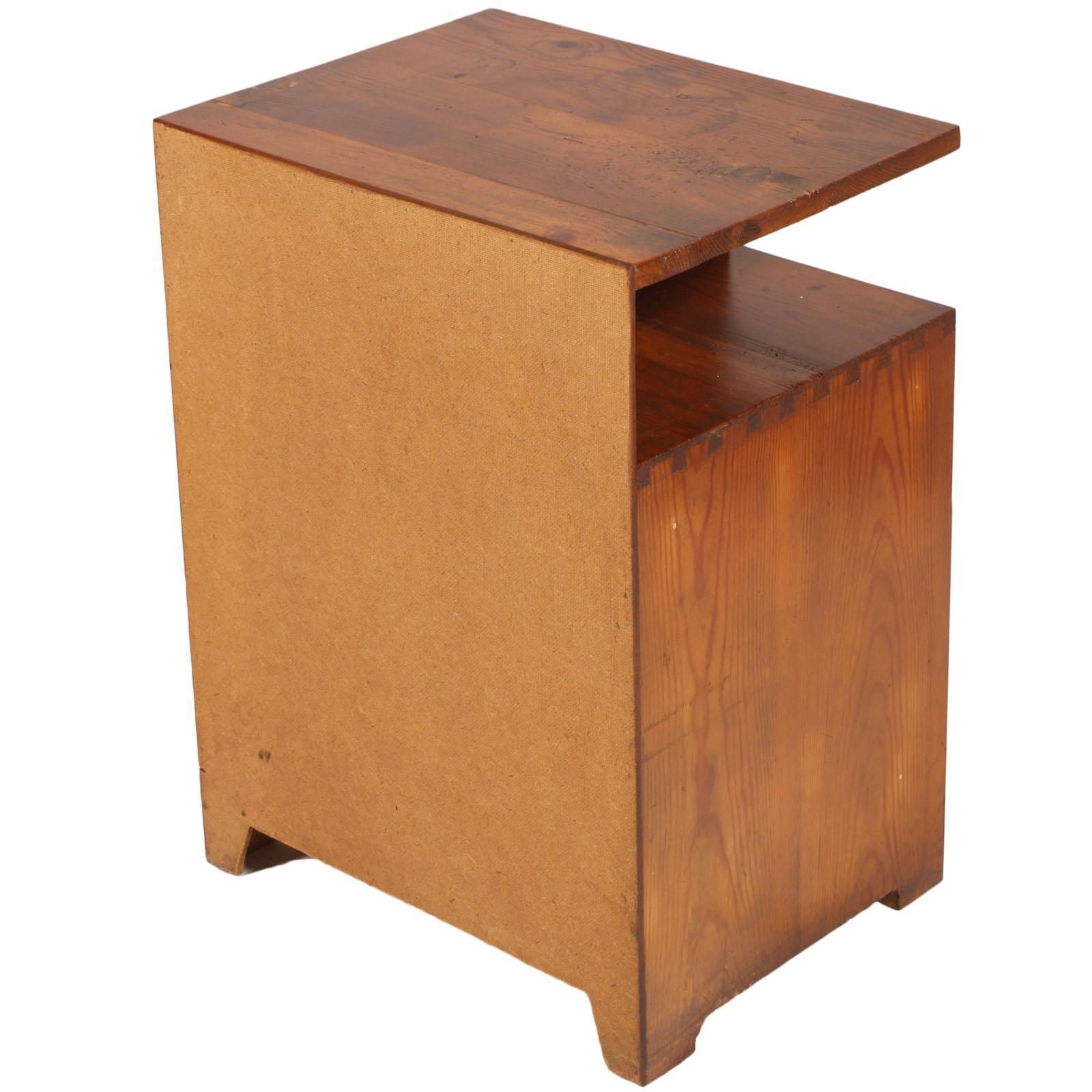 Country Nightstand Art Deco Bedside Table In Solid Larch, Restored Wax Polished photo vinterior