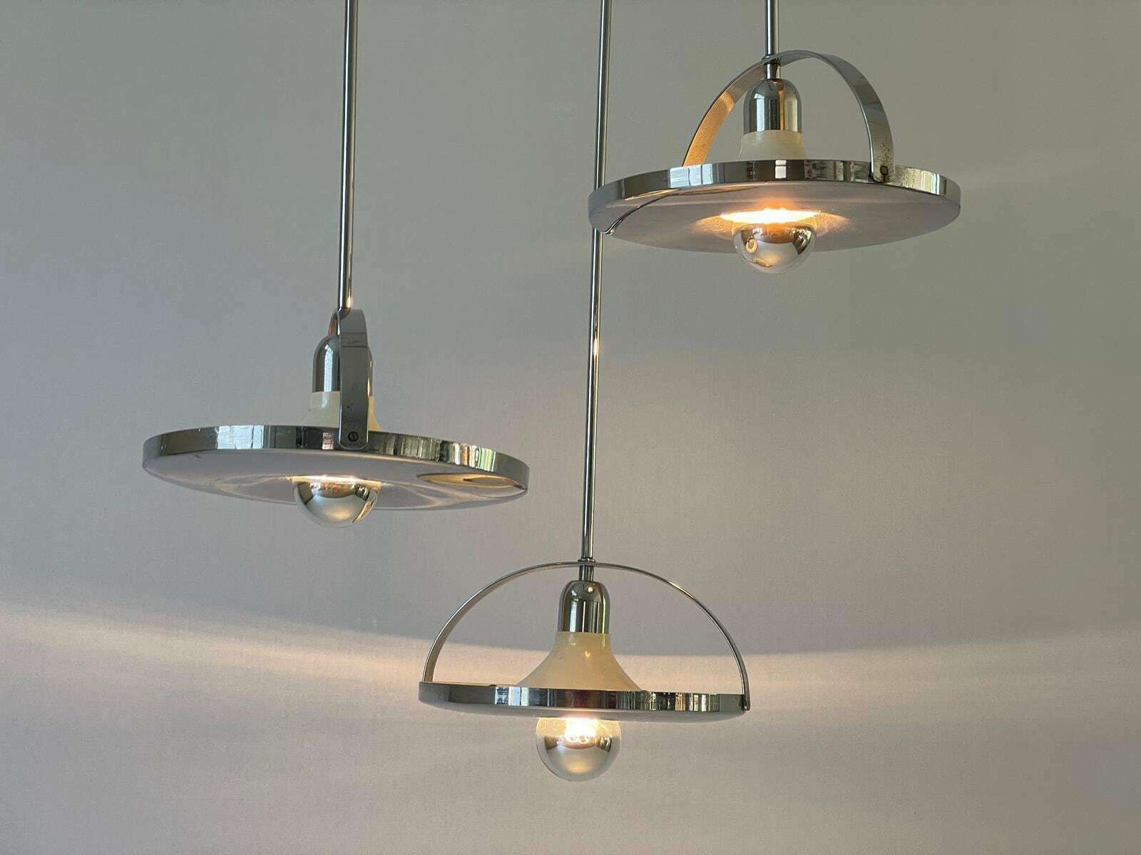 Space Age Triple Shade Unusual Ceiling Lamp By Reggiani, 1960s, Italy photo vinterior