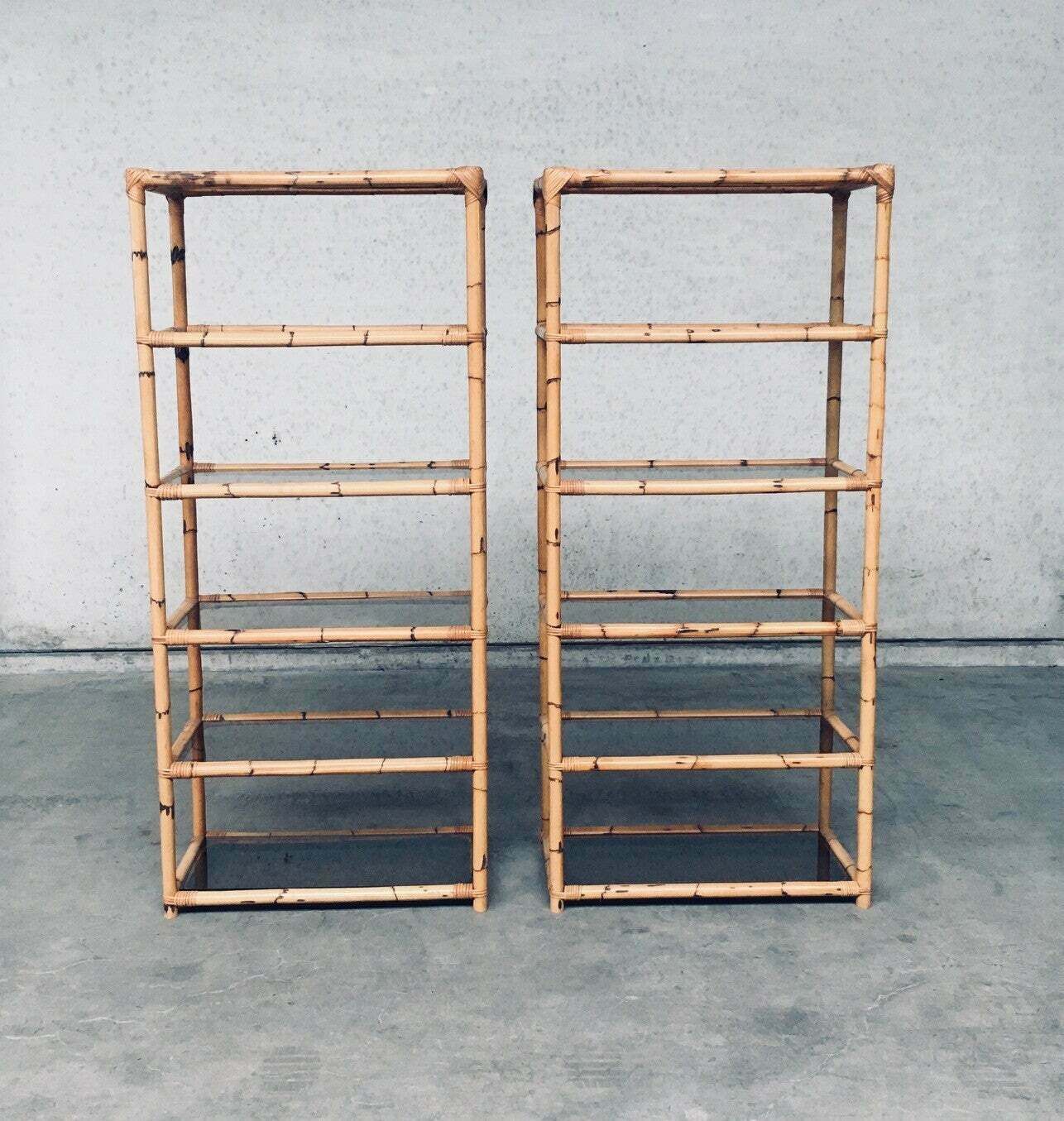 Boho Style Design Bamboo Shelving Unit Set, Italië, Jaren 1960 photo vinterior