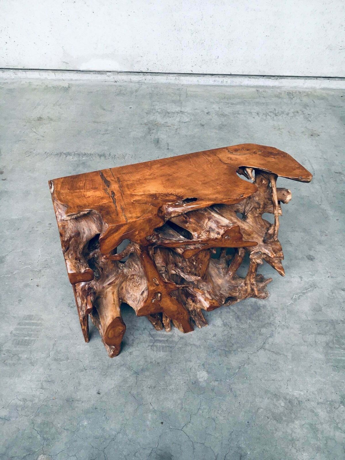 Travail Populaire Burl Root Wood Console, Italy 1960's photo vinterior