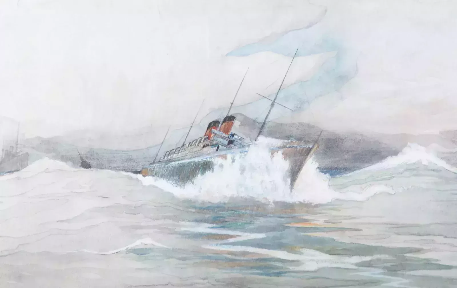 Alan Hill Reid   20th Century Watercolour, A Ship In Choppy Waters photo furniture