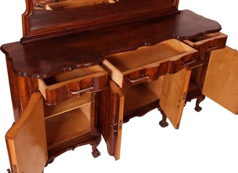 Early 20th Century Chippendale Venetian Baroque Mirrored Credenza Sideboard photo furniture