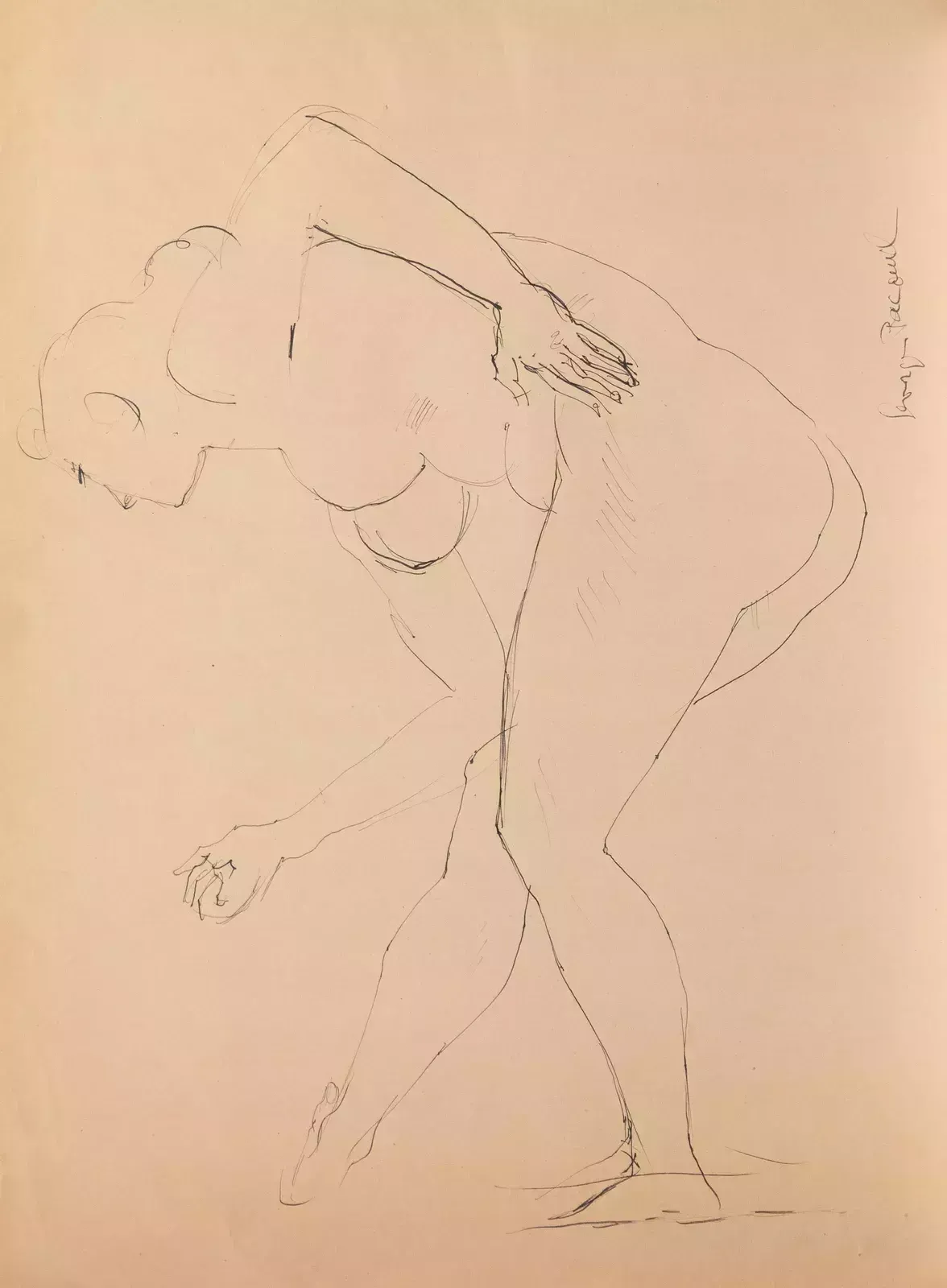 Georges Pacouil (1903 1996)   Mid 20th Century India Ink, The Nude Form
