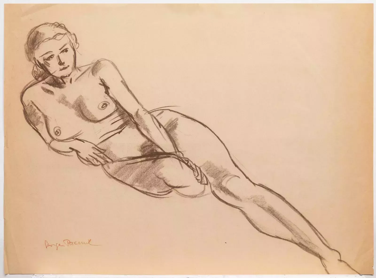 Georges Pacouil (1903 1996)   Mid 20th Century Pastel, Horizontal Pose II photo furniture