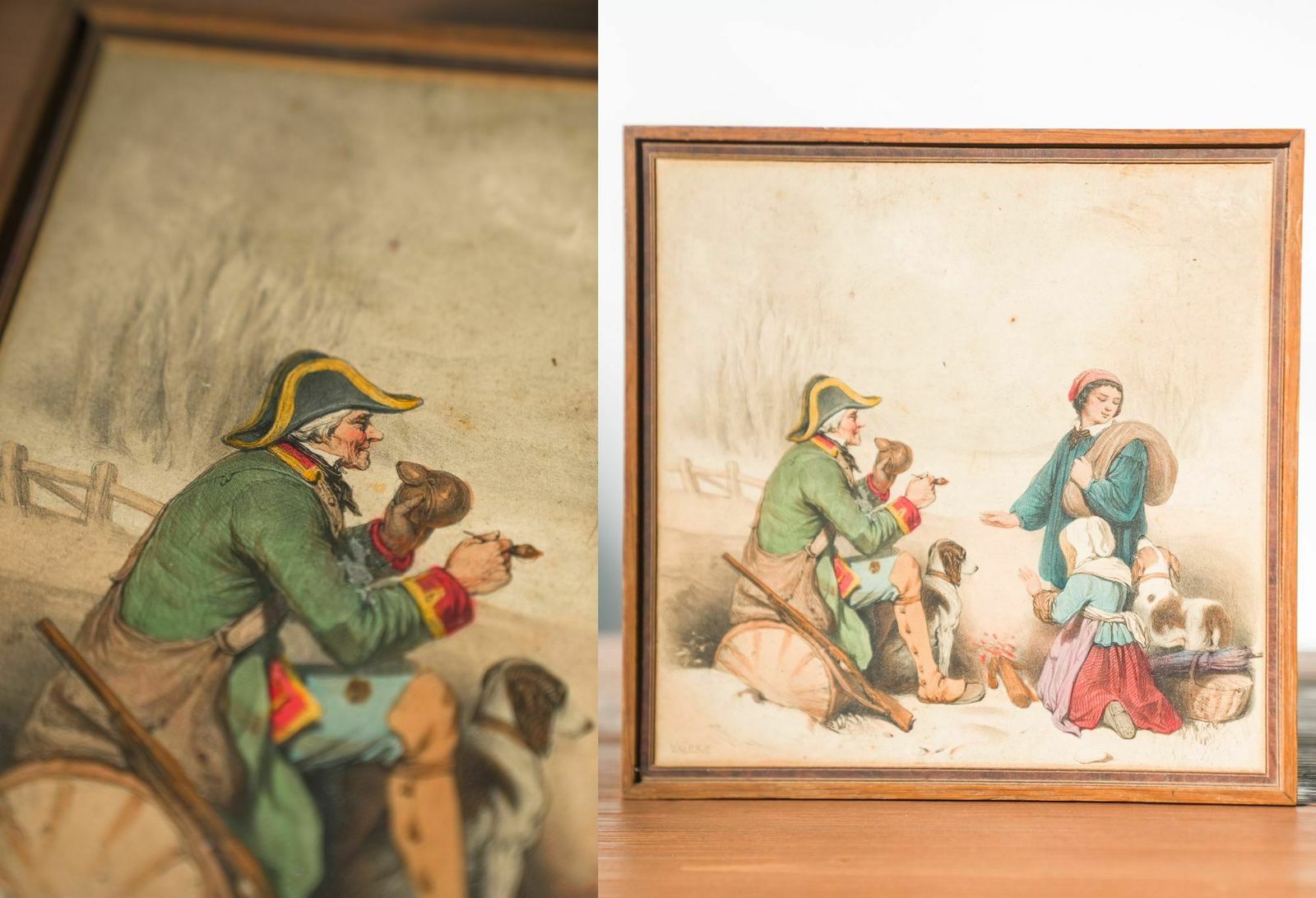 Vintage 1950s 1960s Wooden Cigar Box With Hand Painted Scene   Mid Century photo 270.0