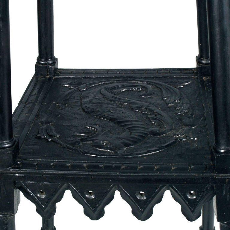 Antique Art Nouveau Hand Carved Walnut Pedestal By Bonciani, Cascina, Tuscany photo for sale
