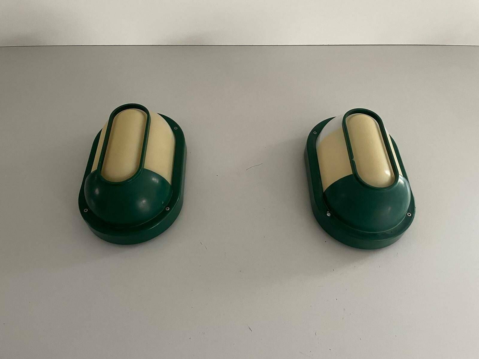 Plexiglass & Green Metal Pair Of Sconces By Bonalux, 1980s, Germany photo furniture