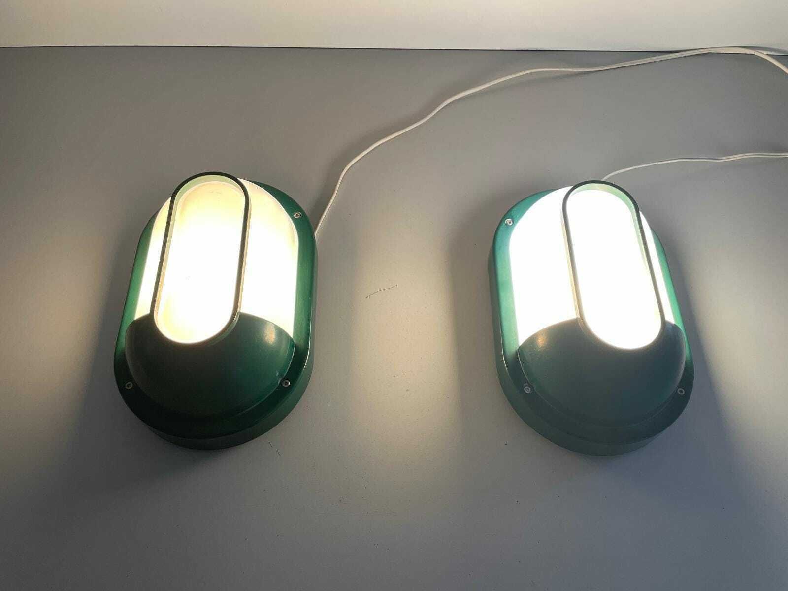 Plexiglass & Green Metal Pair Of Sconces By Bonalux, 1980s, Germany photo for sale