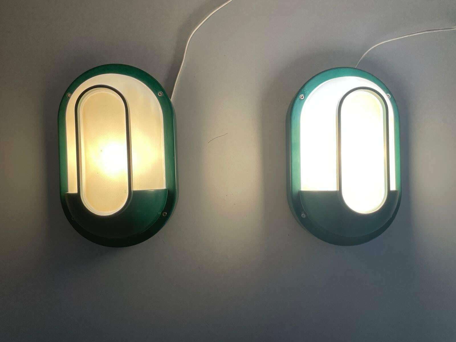 Plexiglass & Green Metal Pair Of Sconces By Bonalux, 1980s, Germany photo 1190.0