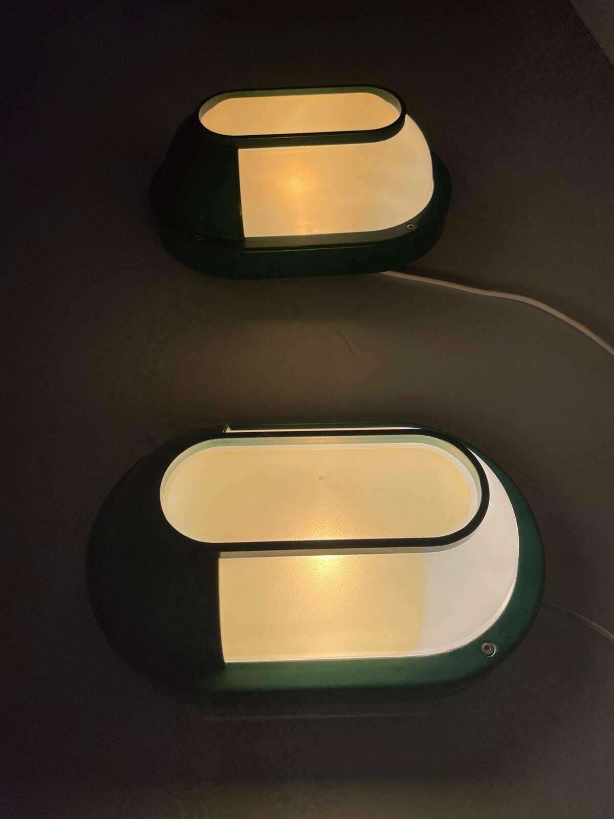 Plexiglass & Green Metal Pair Of Sconces By Bonalux, 1980s, Germany photo vintage