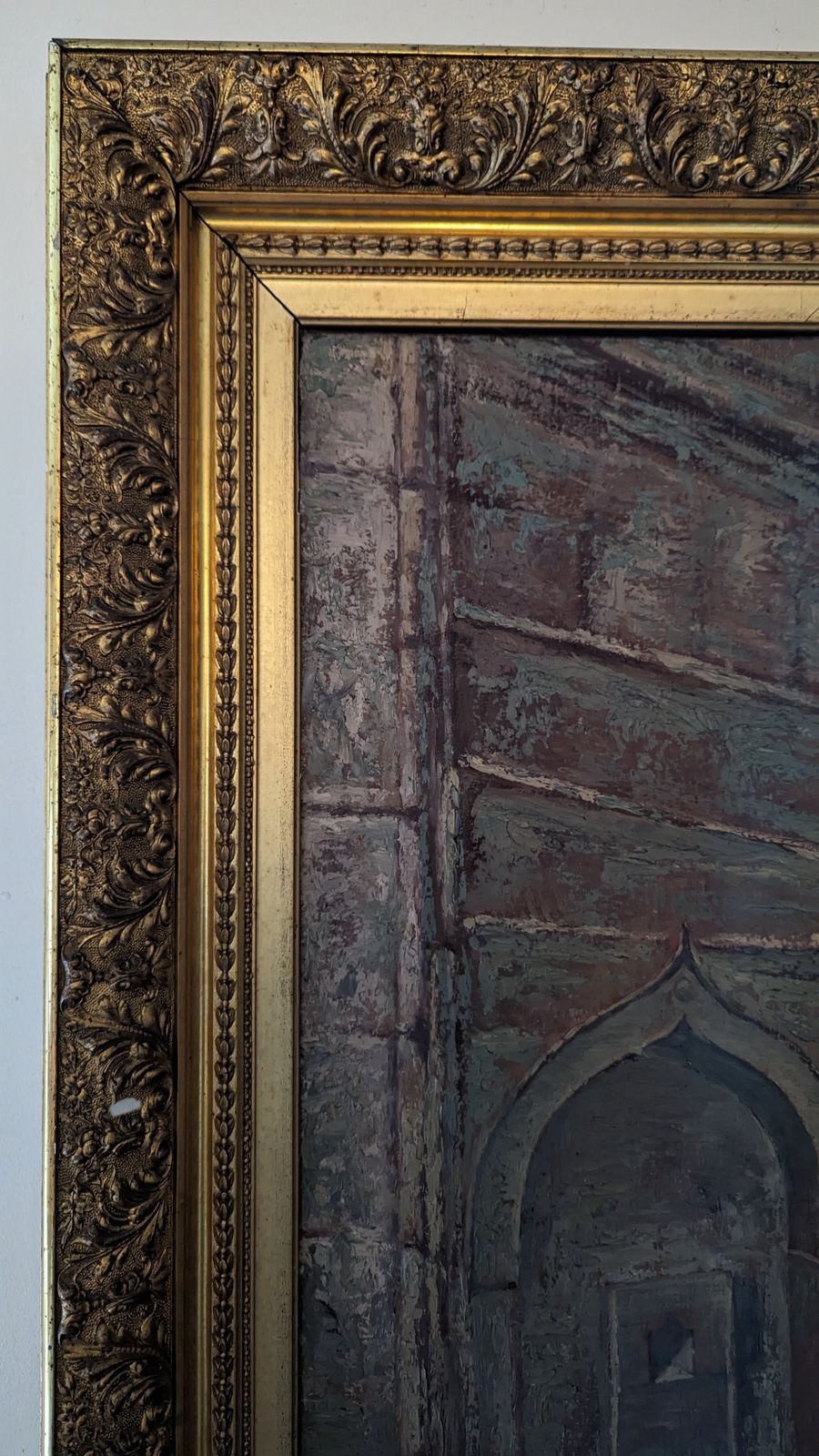 Antique French Orientalist Oil Painting On Canvas 1900 Signed Ferry photo furniture