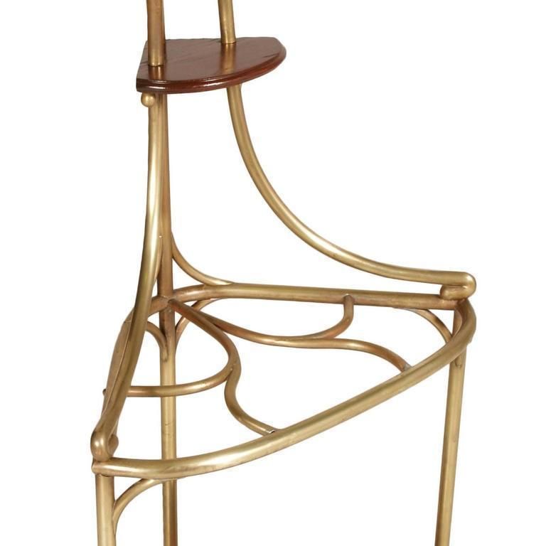 Corner Umbrella Stand Art Nouveau In Brass And Oak Attributable Josef Hoffmann photo 5493.2