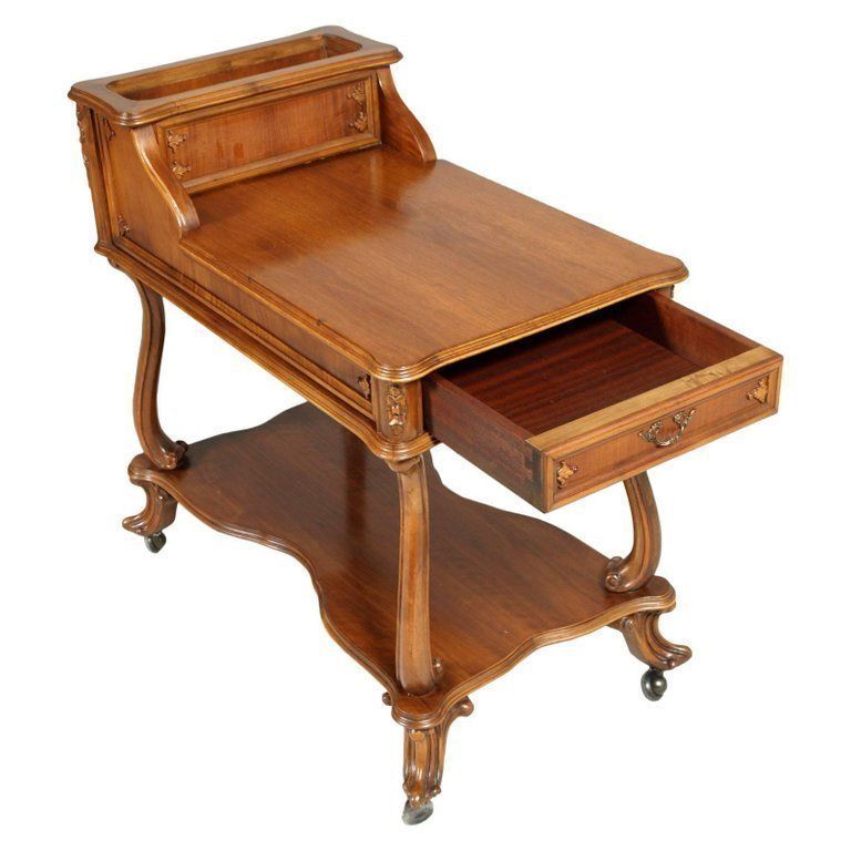 Early 20th Century Venetian Baroque Bar Cart, Carved Walnut photo furniture