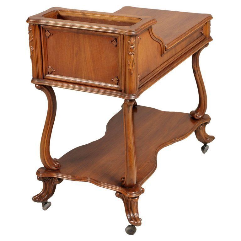 Early 20th Century Venetian Baroque Bar Cart, Carved Walnut photo buy