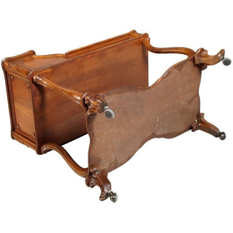 photo furniture Early 20th Century Venetian Baroque Bar Cart, Carved Walnut