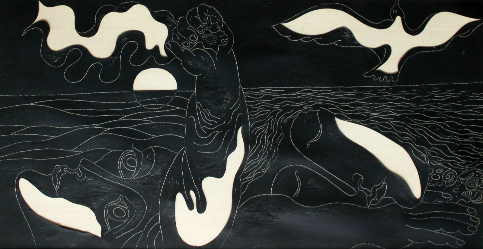 Simon Shegelman (1933, Russian). The Sea Of Hopes. Paper, Mixed Media, 28x54 Cm