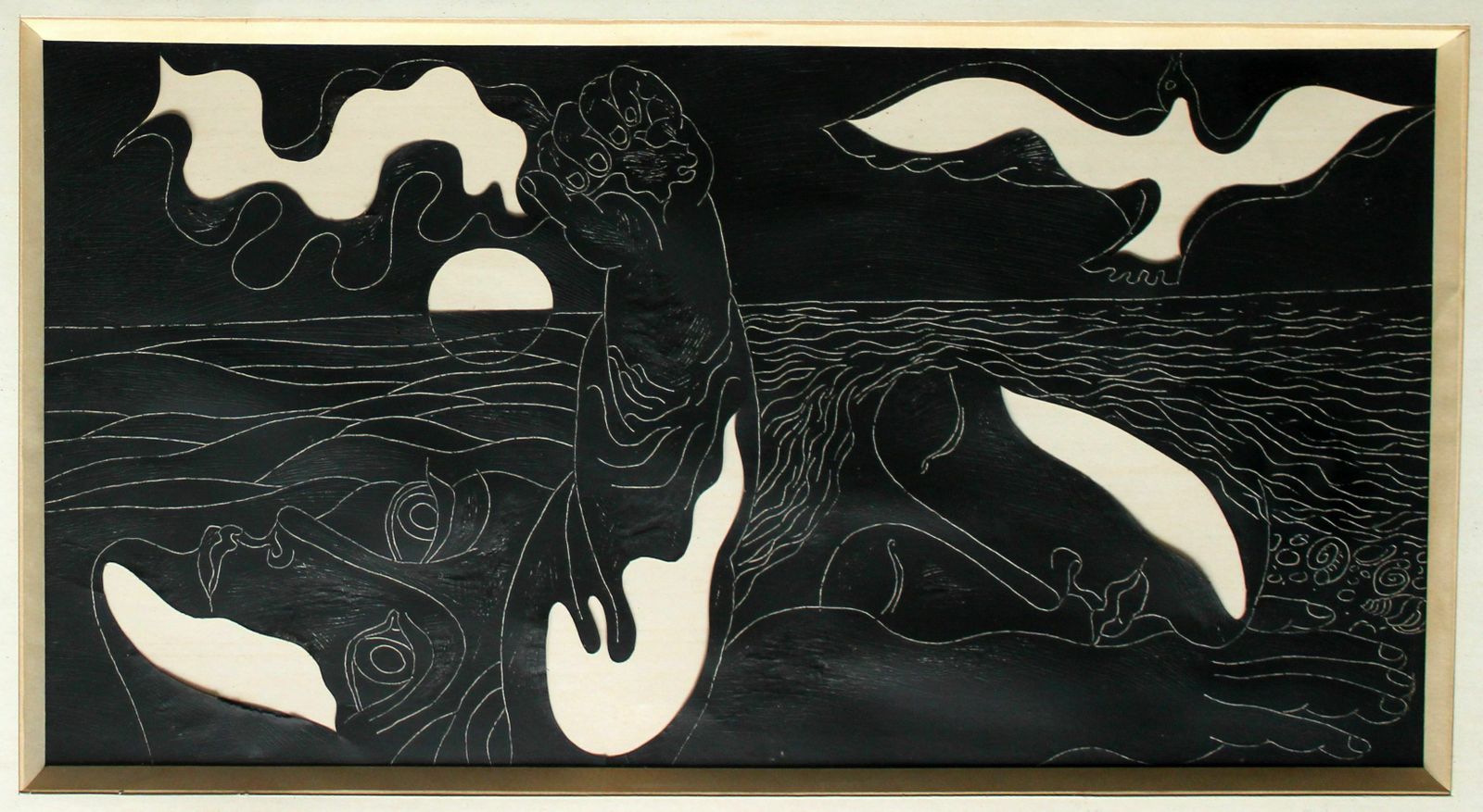 Simon Shegelman (1933, Russian). The Sea Of Hopes. Paper, Mixed Media, 28x54 Cm photo Art