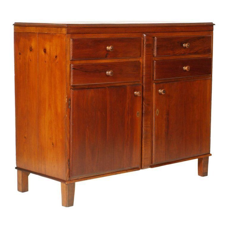 19th Century Italy Country Sideboard, Solid Walnut And Oak Restored Wax Polished