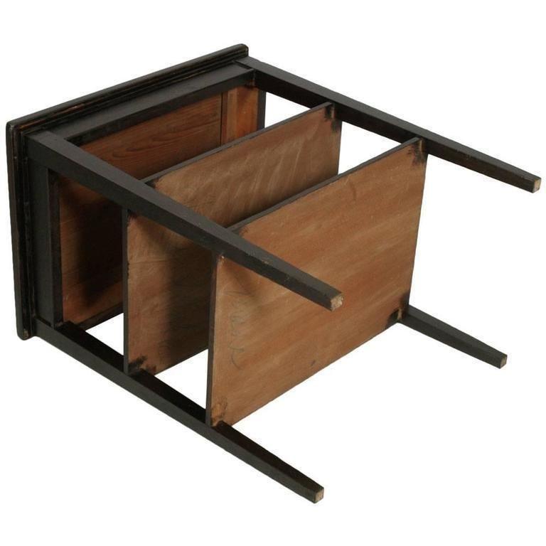 Early 20th Century Ebonized Rustic Side Table, Working Table In Massive Walnut photo for sale