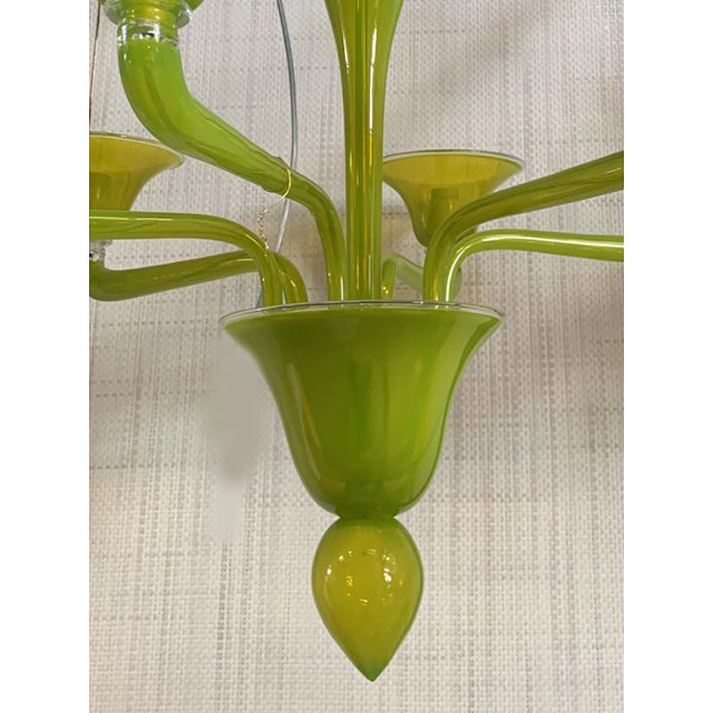 Contemporary Translucent Apple Green Murano Style Glass Chandelier photo vinterior