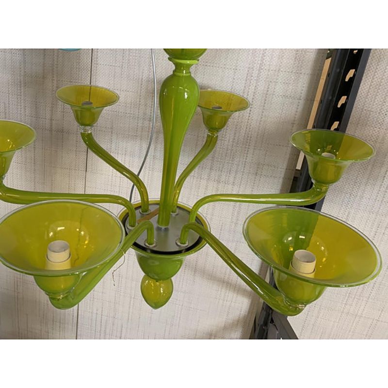 Contemporary Translucent Apple Green Murano Style Glass Chandelier photo vintage