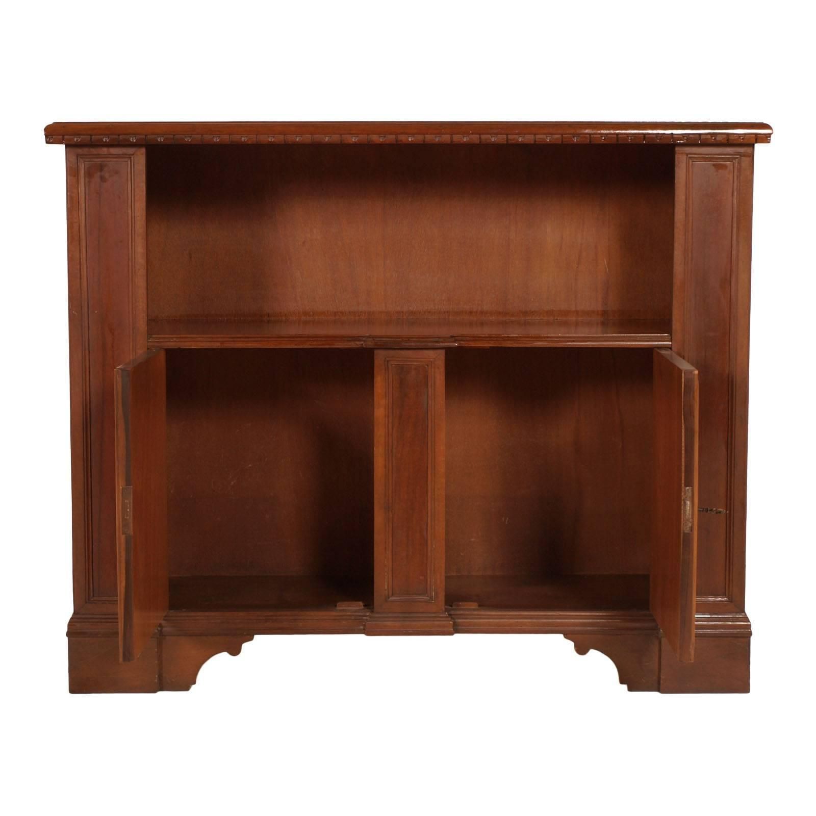 Mid Century Entrance Italy Cabinet, Renaissance Style, Blond Walnut Wax Polished photo for sale
