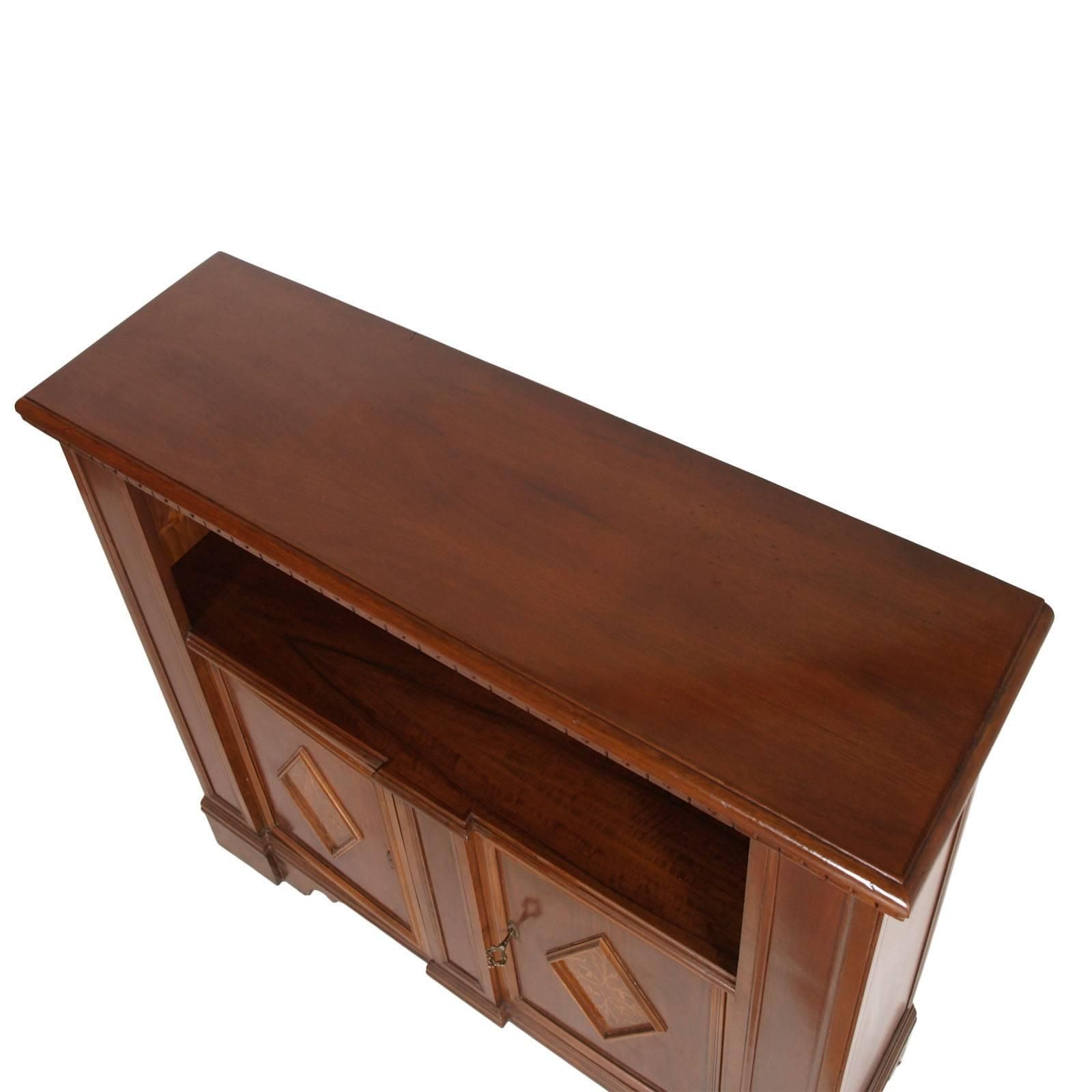Mid Century Entrance Italy Cabinet, Renaissance Style, Blond Walnut Wax Polished photo Furniture