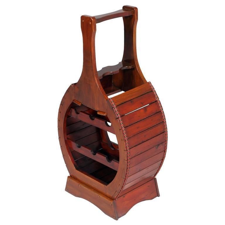 1940s Vintage Italian Wood Wine Bottle Holder In Durmast Restored And Polished
