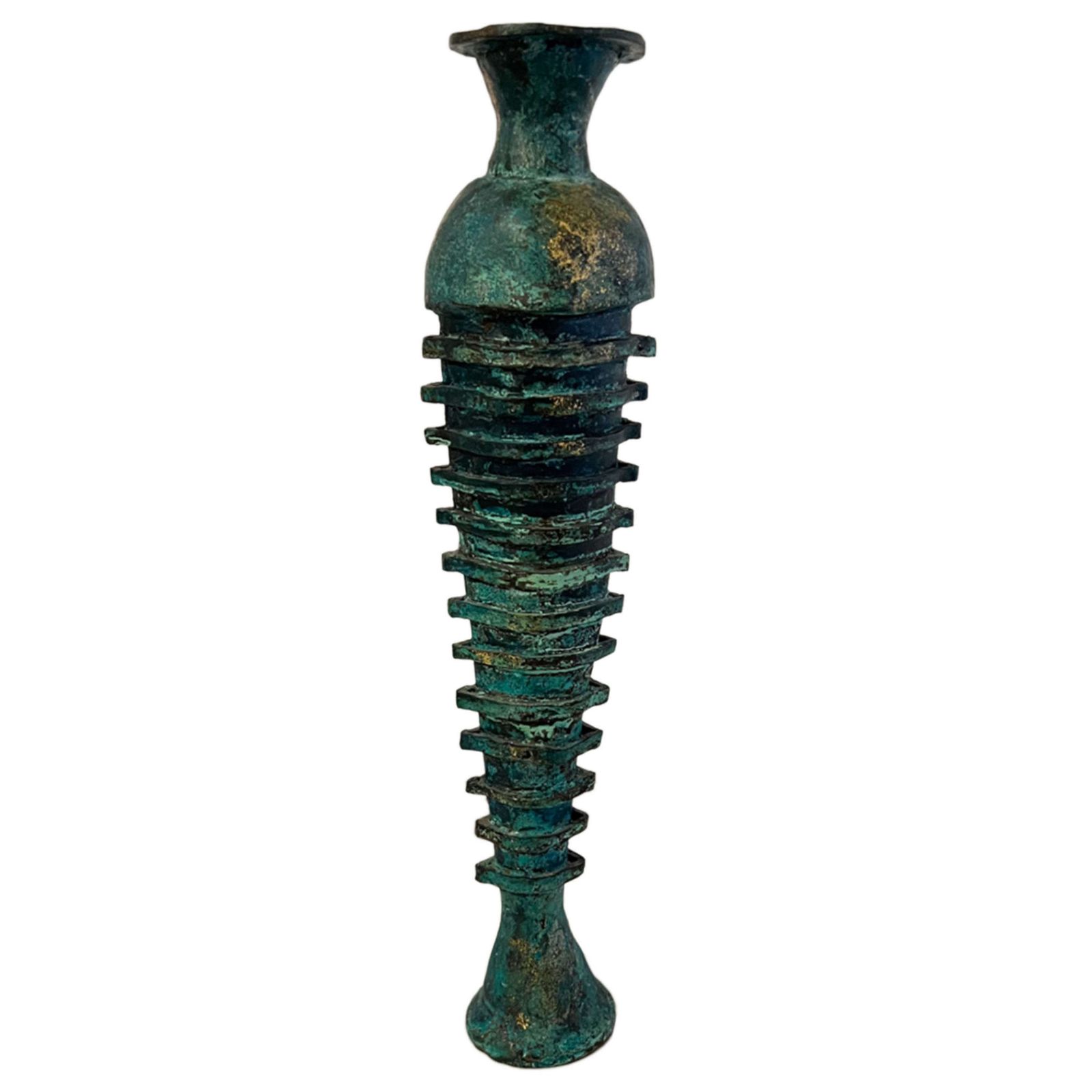 Egyptian Revival Patinated Bronze And Gilt Vase Circa 1990 photo for sale