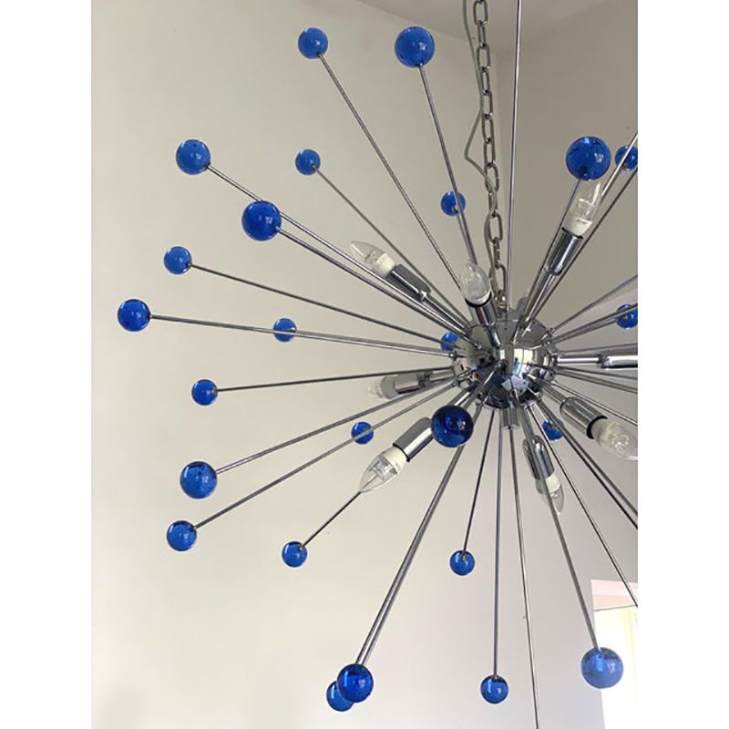 Contemporary Blue “Star” Murano Glass Sputnik Chandelier photo for sale