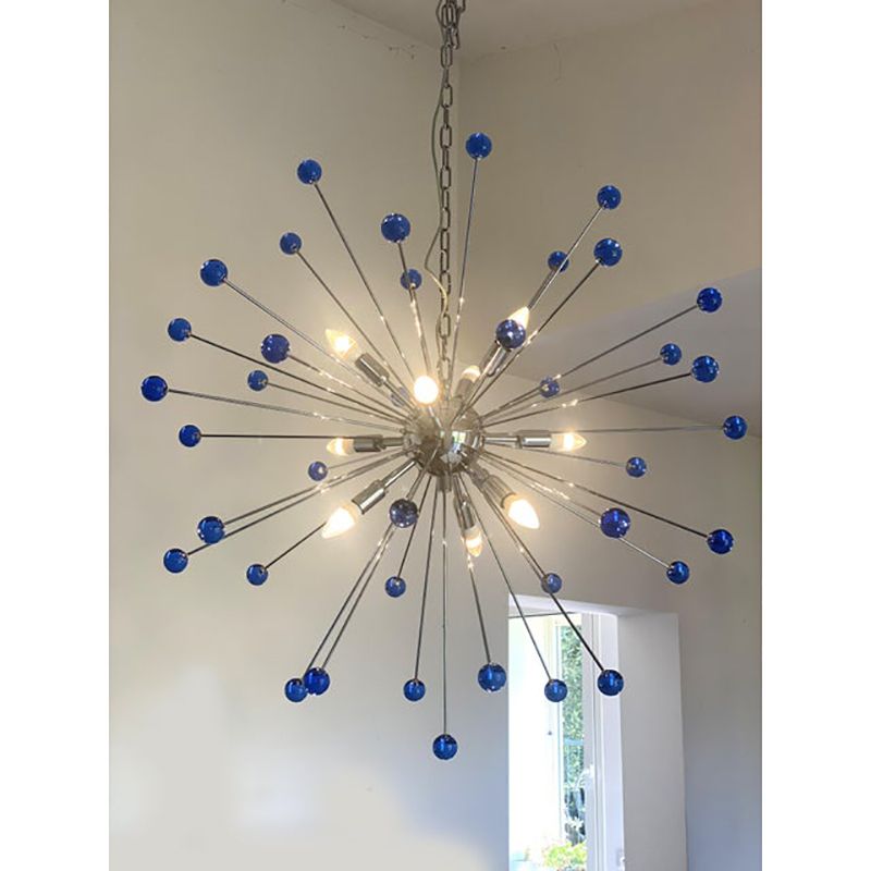 Contemporary Blue “Star” Murano Glass Sputnik Chandelier photo 5800.0