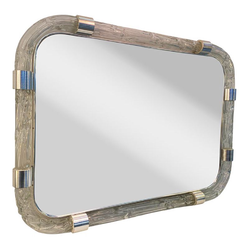 Italian "Torciglione" Murano Style Glass Wall Mirror By Simoeng