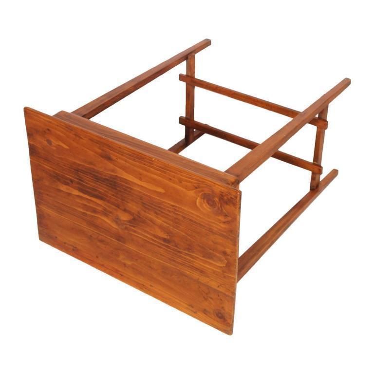 Early 20th Century Side Table In Solid Pine Restored Polished With Shellac photo furniture