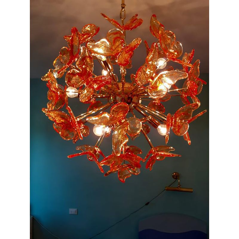Italian Handmade Butterfly Sputnik Murano Style Glass Chandelier photo for sale