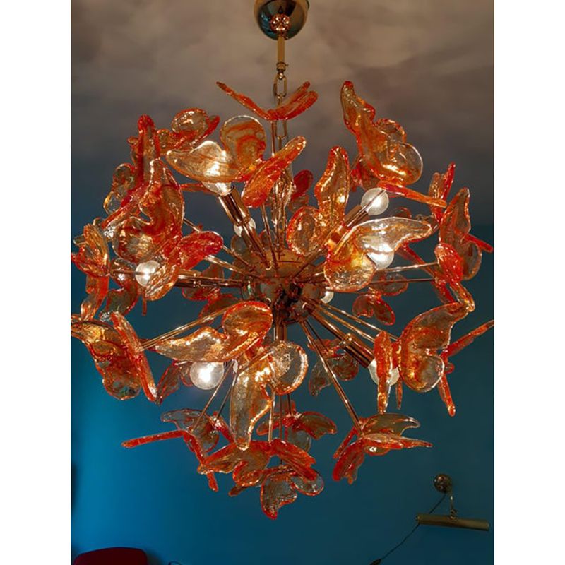 Italian Handmade Butterfly Sputnik Murano Style Glass Chandelier photo 12500.0